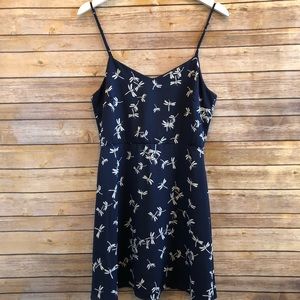 Everly Navy Blue Dragonfly Spaghetti Strap Mini Dress Size Medium